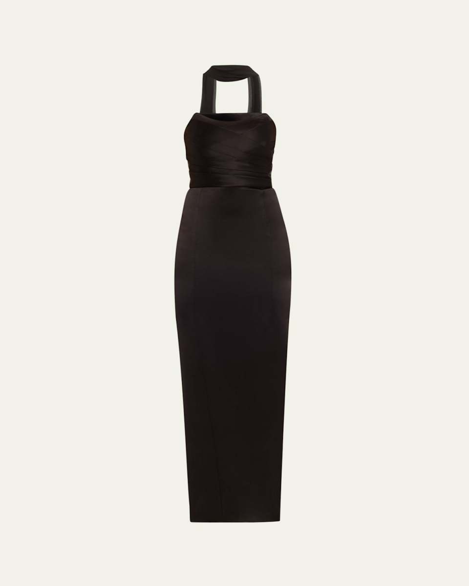 Carlea Draped Maxi Dress with Scarf